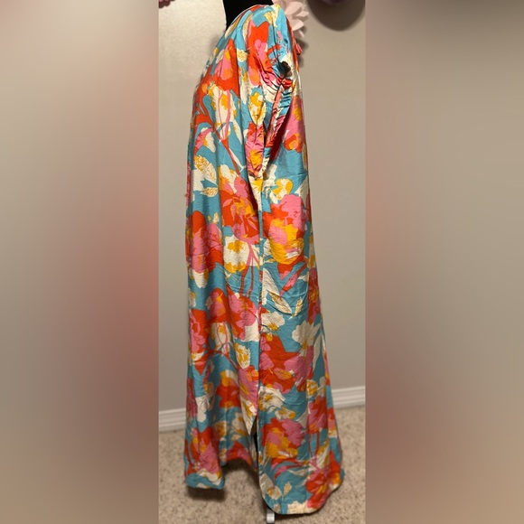 Like Love Pink and Blue MuMu-Style Resort Maxi Dress Sz 1x PTP 26” - Picture 4 of 7